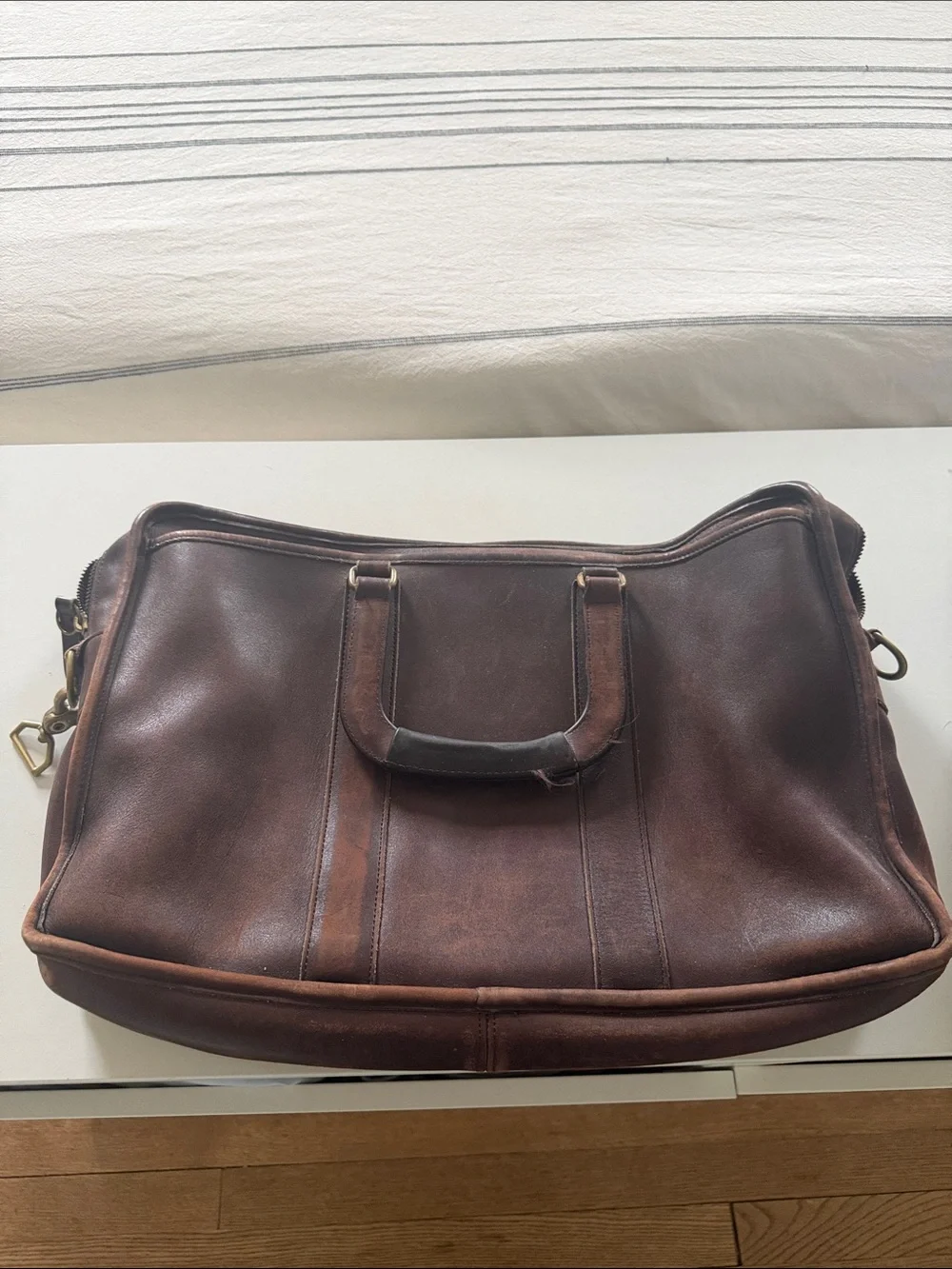 VINTAGE COACH Classic Brown Leather Weekender Bag Briefcase